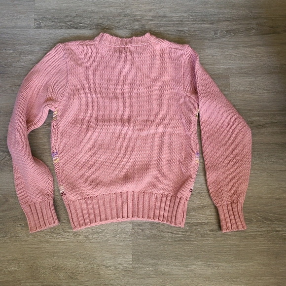 Size small/ Vintage pink floral sweater, 1980s, cottage core, pastel - Picture 4 of 4